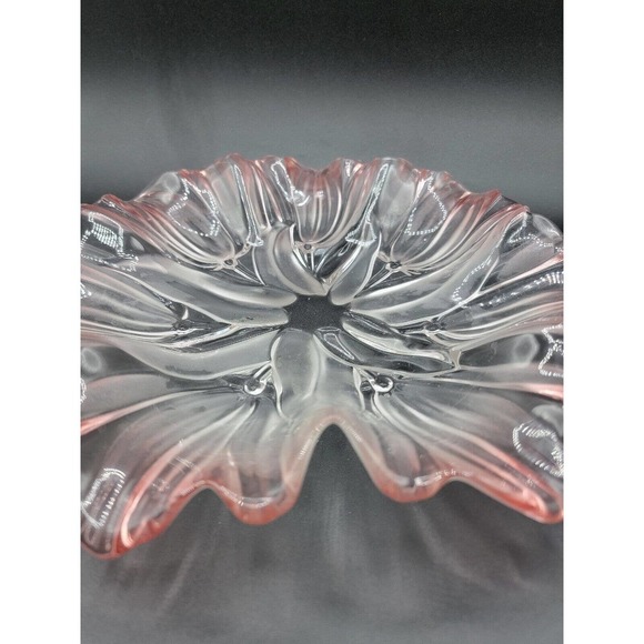 Mikasa Walther Frosted Glass Pink Tulip Dish/Platter Vintage - Picture 2 of 6